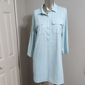 Southern tide Jessica Gingham Performance Dress Baltic Teal sz Med